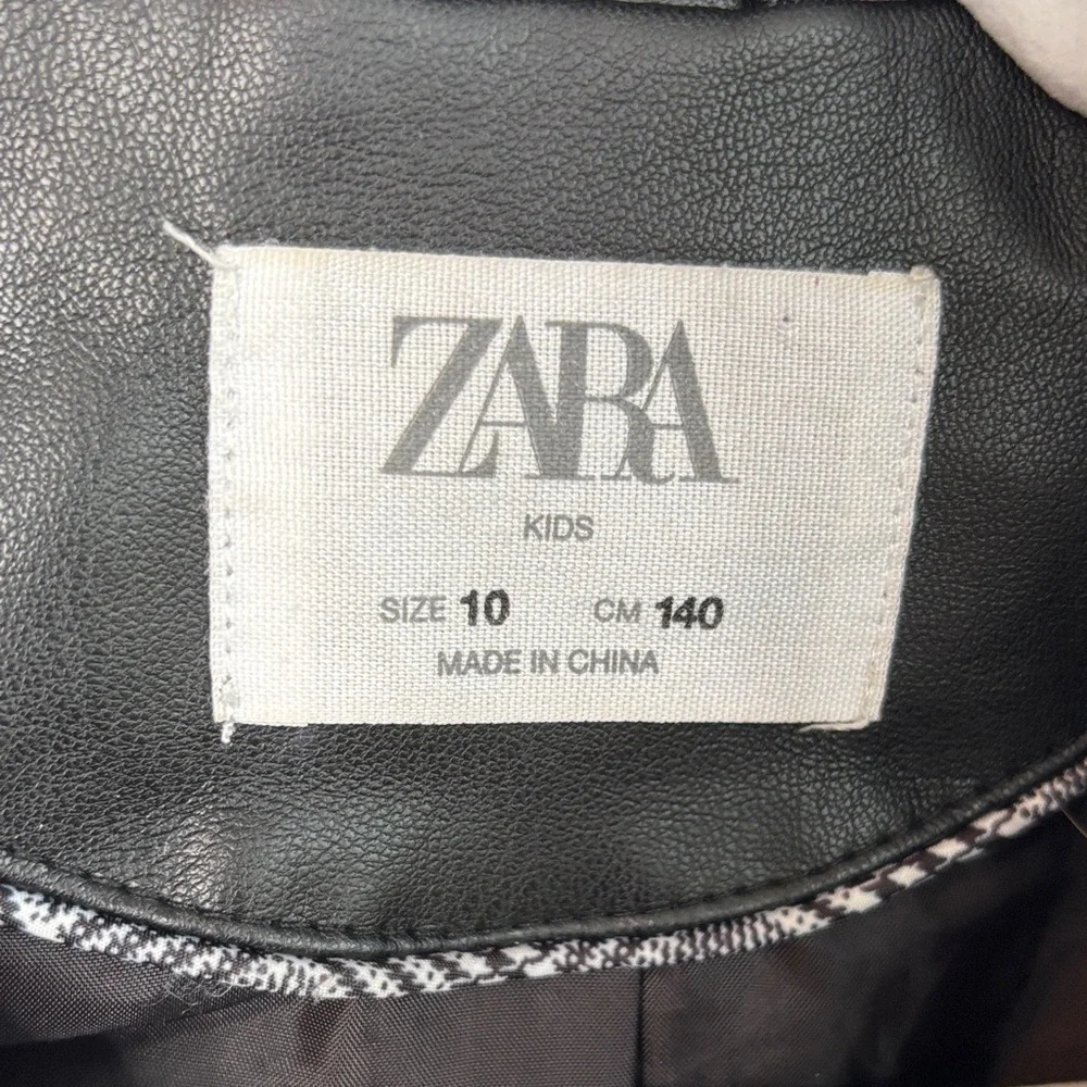 Zara Faux Leather Girls Sleek Black Biker Moto Jacket sz 10
